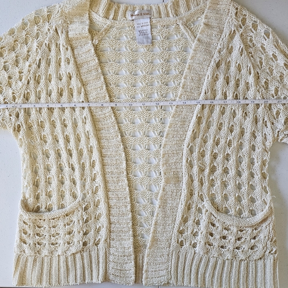 Monroe & Main Cream Cardigan Sweater Open-Knit Design - Picture 4 of 8